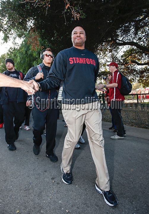 2013-Stanford-Oregon-006.JPG - Nov. 7, 2013; Stanford, CA, USA; Stanford Cardinal head coach David Shaw leads his team to the field for game  against the Oregon Ducks at Stanford Stadium. 